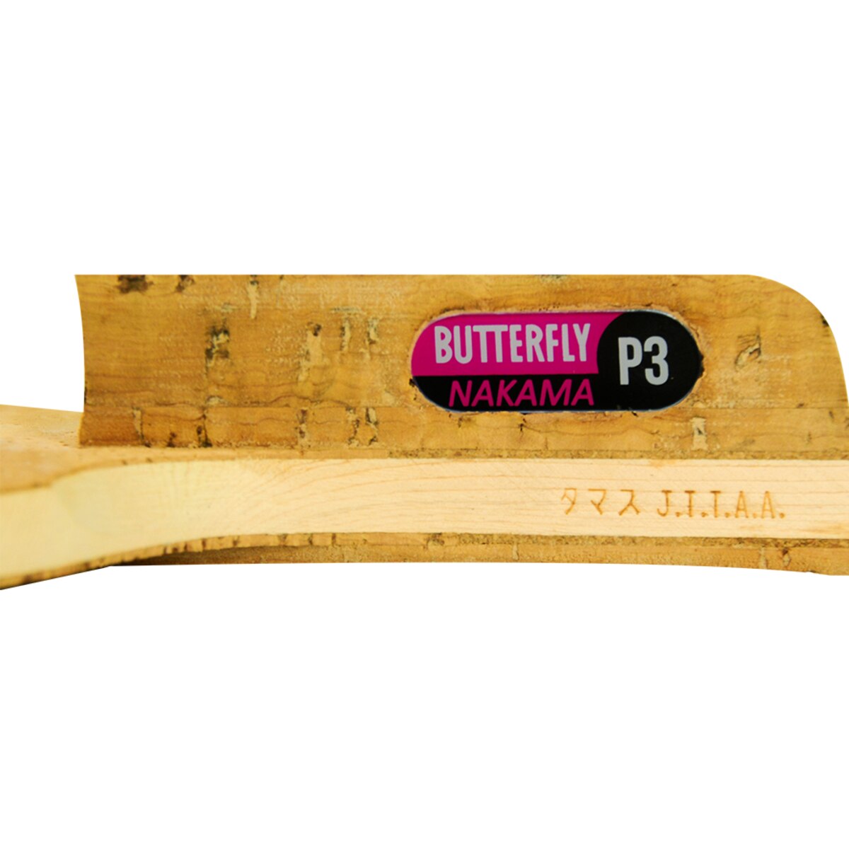 Nakama P-3 Penhold Racket: Close-up sideview of handle
